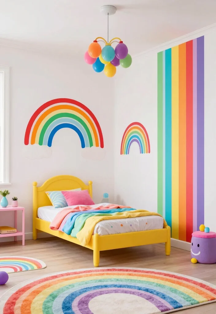 15 Toddler Girl Bloxburg Bedroom Ideas For Cute Builds - 7. Whimsical Rainbow Retreat