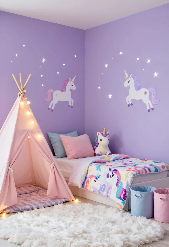 15 Toddler Girl Colorful Bedroom Ideas With Playful Energy - 1. Magical Unicorn Fantasy