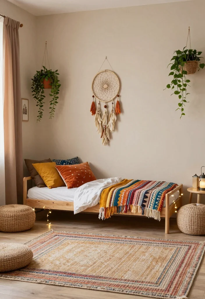 15 Toddler Girl Colorful Bedroom Ideas With Playful Energy - 15. Cozy Bohemian Nook
