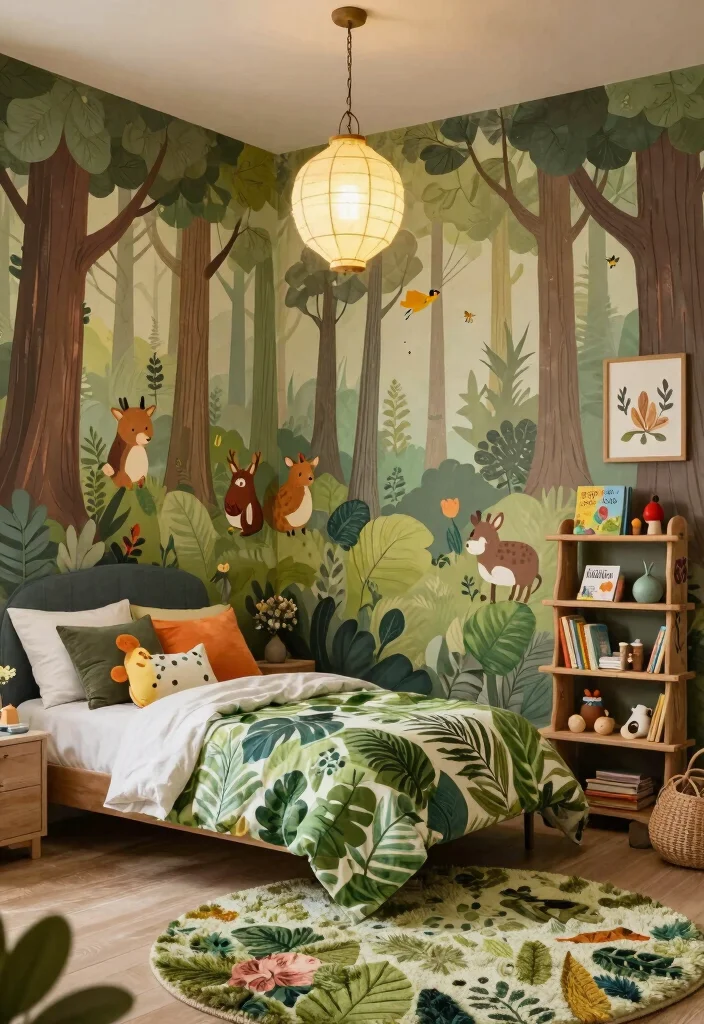 15 Toddler Girl Colorful Bedroom Ideas With Playful Energy - 2. Enchanted Forest Retreat