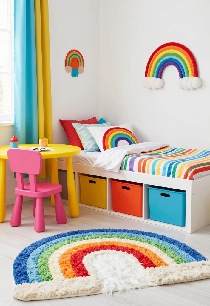 15 Toddler Girl Colorful Bedroom Ideas With Playful Energy - 3. Rainbow Color Explosion