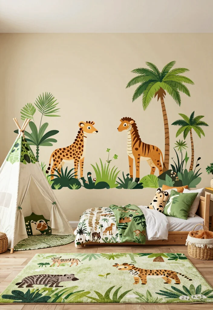 15 Toddler Girl Colorful Bedroom Ideas With Playful Energy - 7. Adventure Safari Theme