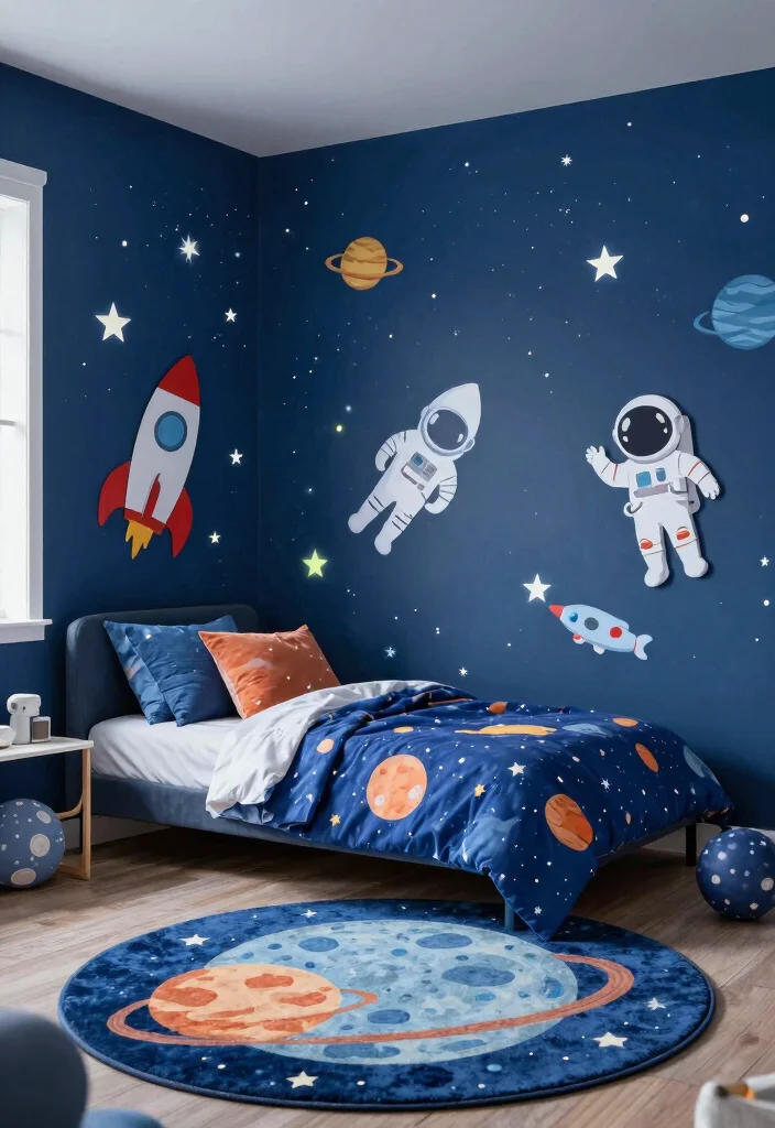 15 Toddler Girl Colorful Bedroom Ideas With Playful Energy - 9. Cosmic Outer Space Odyssey