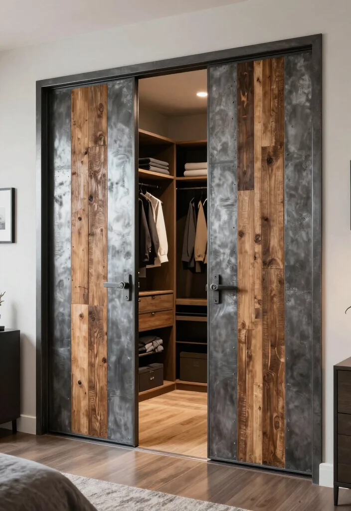 15 Walk In Closet Door Ideas For Stylish Bedrooms - 10. Industrial Style Doors