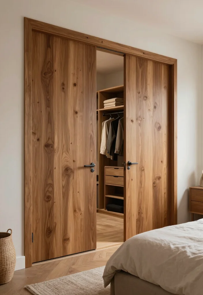 15 Walk In Closet Door Ideas For Stylish Bedrooms - 12. Textured Wood Doors