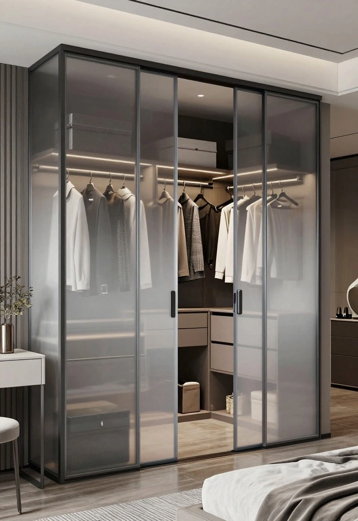 15 Walk In Closet Door Ideas For Stylish Bedrooms - 14. Smart Glass Technology Doors