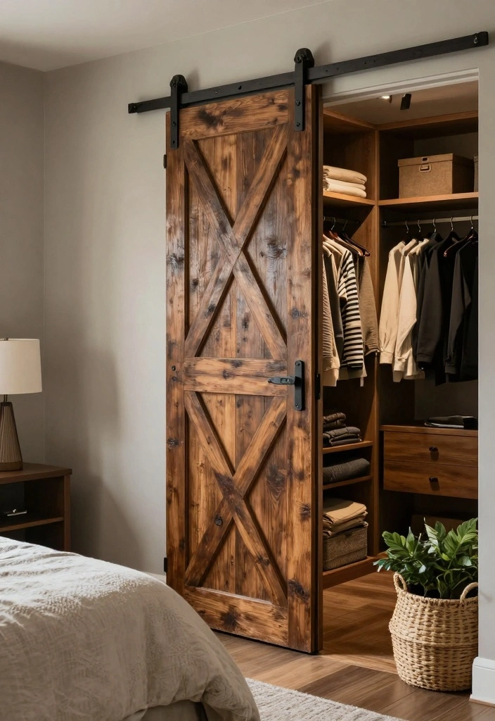 15 Walk In Closet Door Ideas For Stylish Bedrooms - 2. Rustic Barn Doors