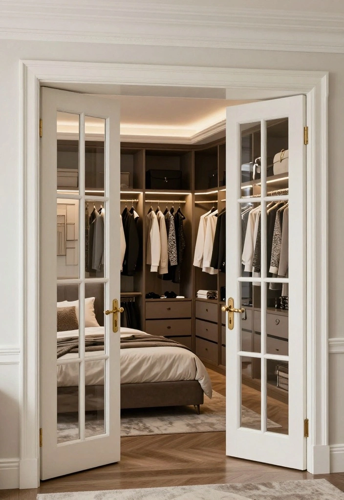 15 Walk In Closet Door Ideas For Stylish Bedrooms - 4. Elegant French Doors