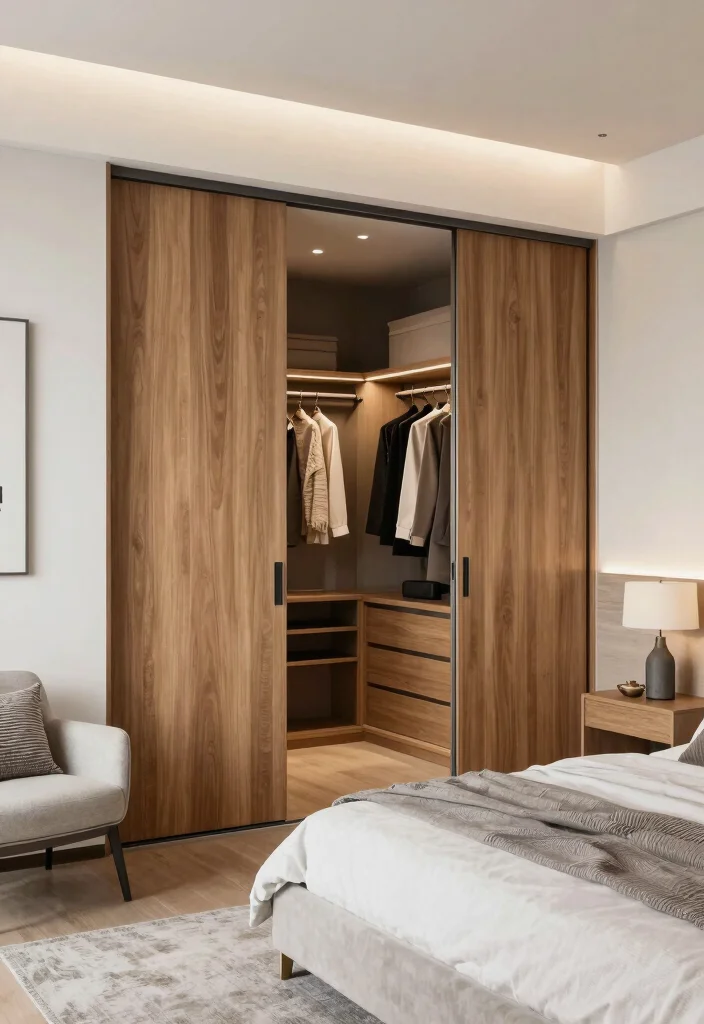 15 Walk In Closet Door Ideas For Stylish Bedrooms - 5. Chic Pocket Doors