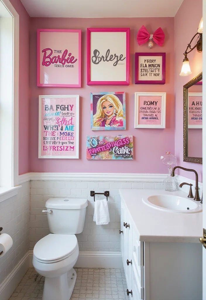 16 Barbie Bathroom Decor Ideas for a Fun Makeover - 4. Fun Wall Art