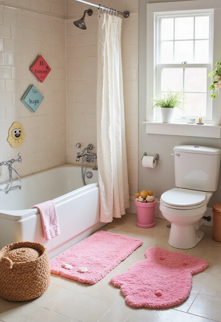 16 Barbie Bathroom Decor Ideas for a Fun Makeover - 5. Whimsical Bath Mats