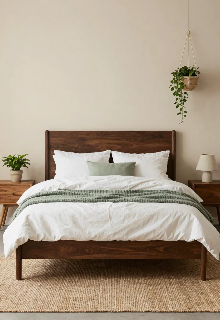 16 Dark Brown Bed Frame Minimalist Bedroom Ideas With Clean Aesthetic - 1. Natural Textures Galore