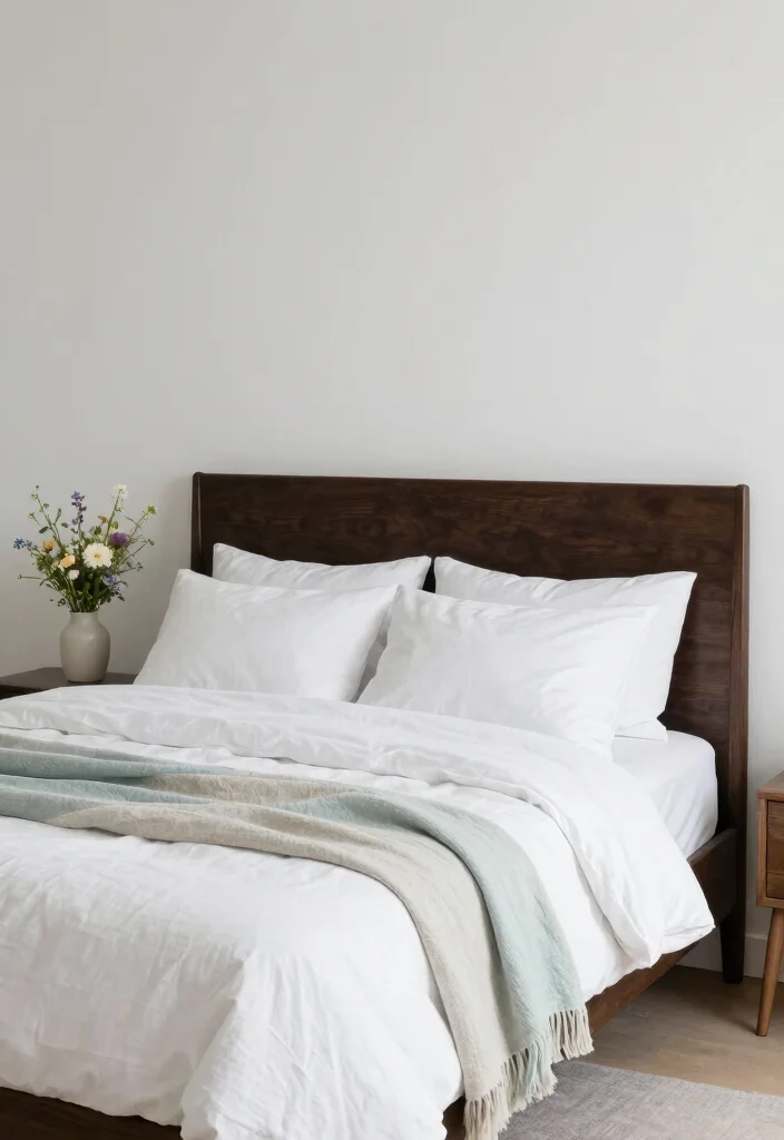 16 Dark Brown Bed Frame Minimalist Bedroom Ideas With Clean Aesthetic - 15. Thoughtful Seasonal Updates