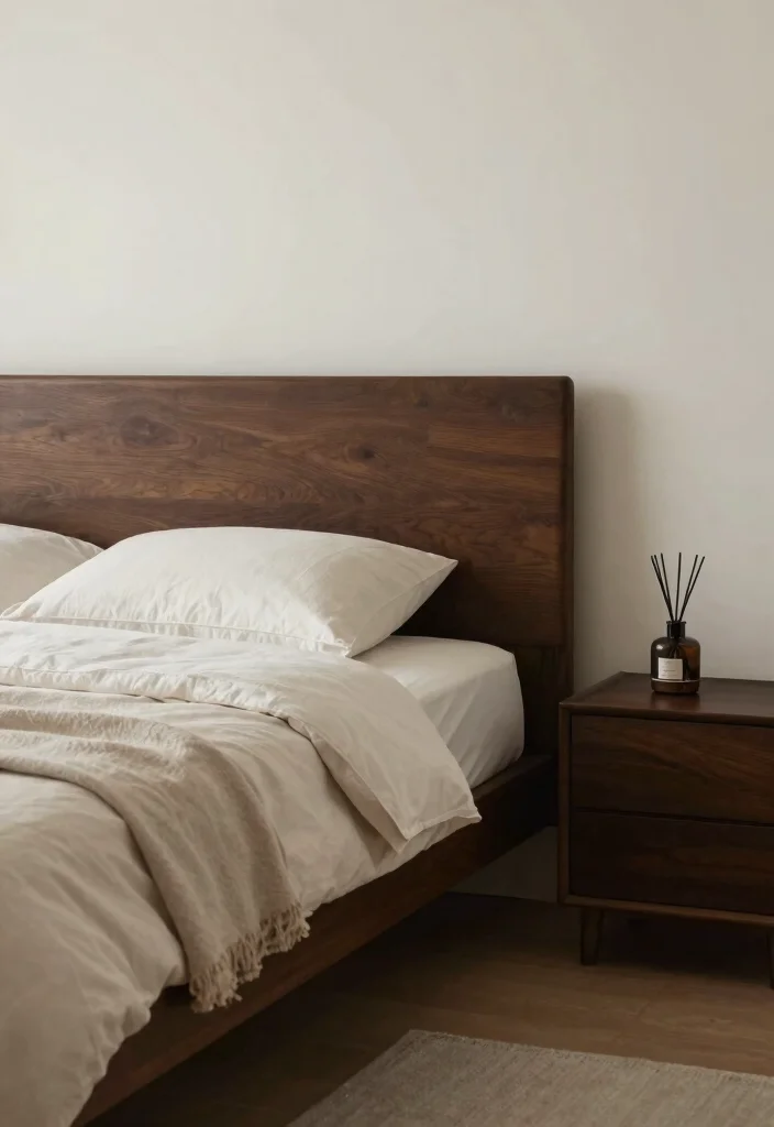 16 Dark Brown Bed Frame Minimalist Bedroom Ideas With Clean Aesthetic - 16. Creating a Serene Atmosphere