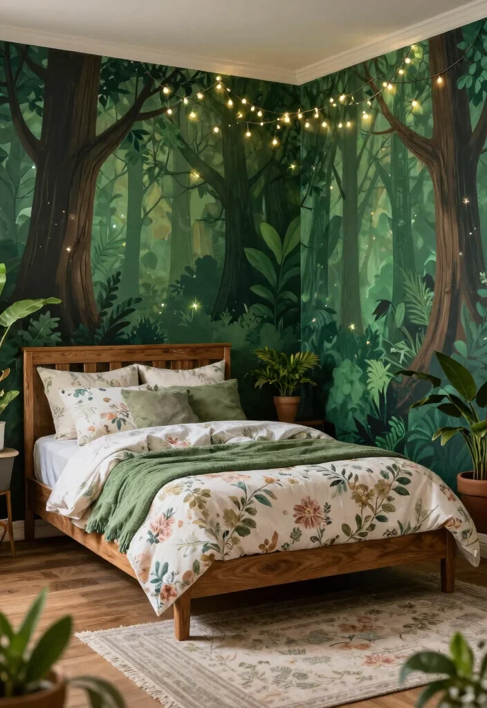 16 Disney Princess Bedroom Ideas For Adults With Magical Elegance - 1. Enchanted Forest Retreat