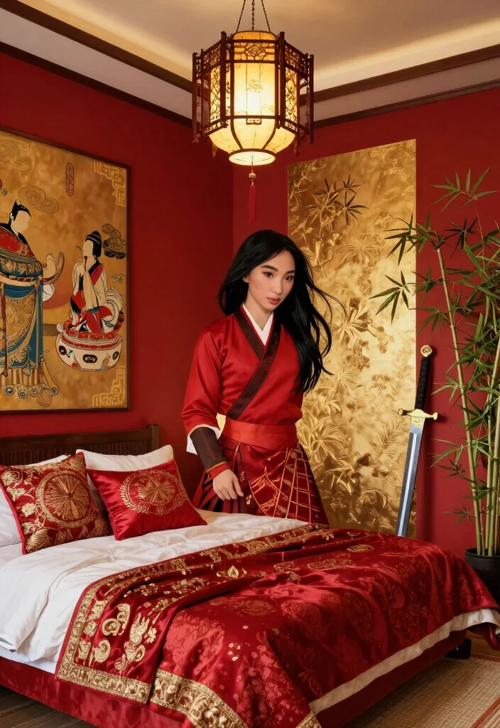 16 Disney Princess Bedroom Ideas For Adults With Magical Elegance - 6. Mulan's Warrior Spirit
