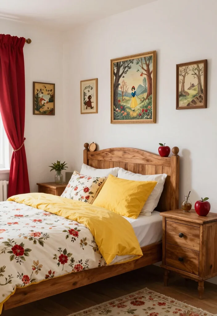 16 Disney Princess Bedroom Ideas For Adults With Magical Elegance - 8. Snow White's Cozy Retreat