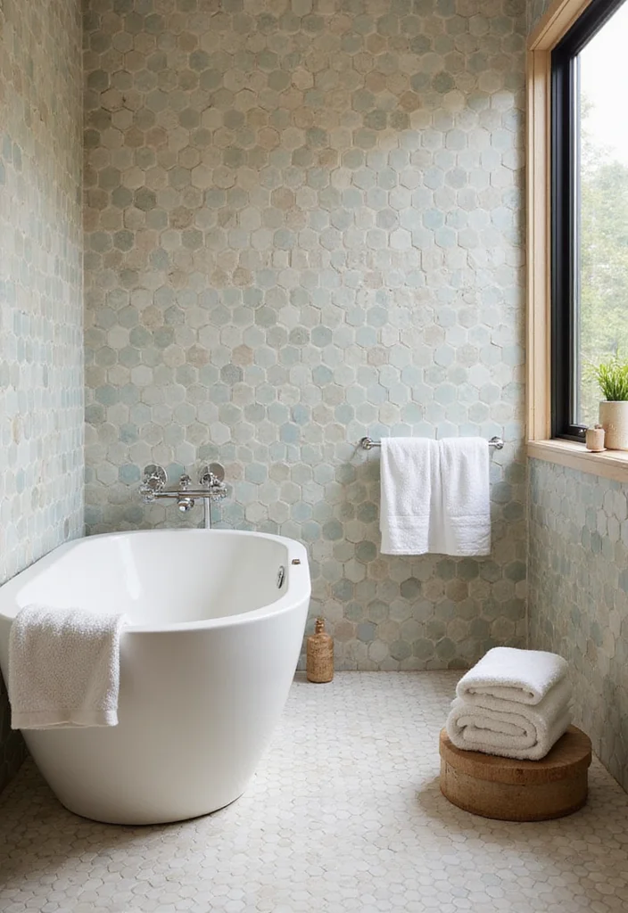 16 Hexagon Mosaic Tile Bathroom Inspirations - 10. Spa-Inspired Retreat