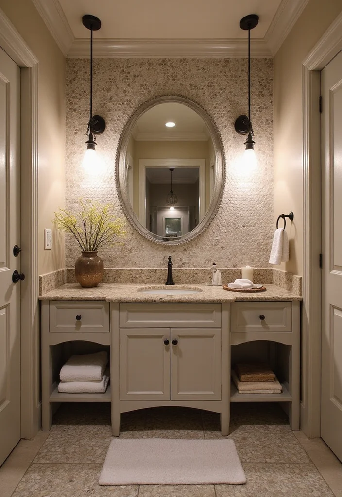 16 Hexagon Mosaic Tile Bathroom Inspirations - 12. Layered Lighting