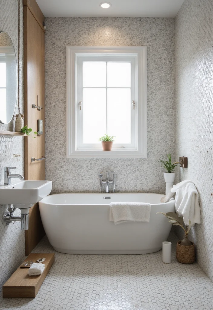 16 Hexagon Mosaic Tile Bathroom Inspirations - 13. Water-Saving Features