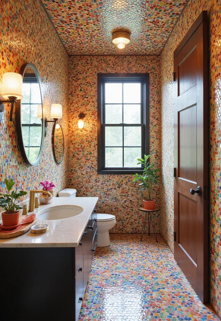 16 Hexagon Mosaic Tile Bathroom Inspirations - 2. Bold and Beautiful