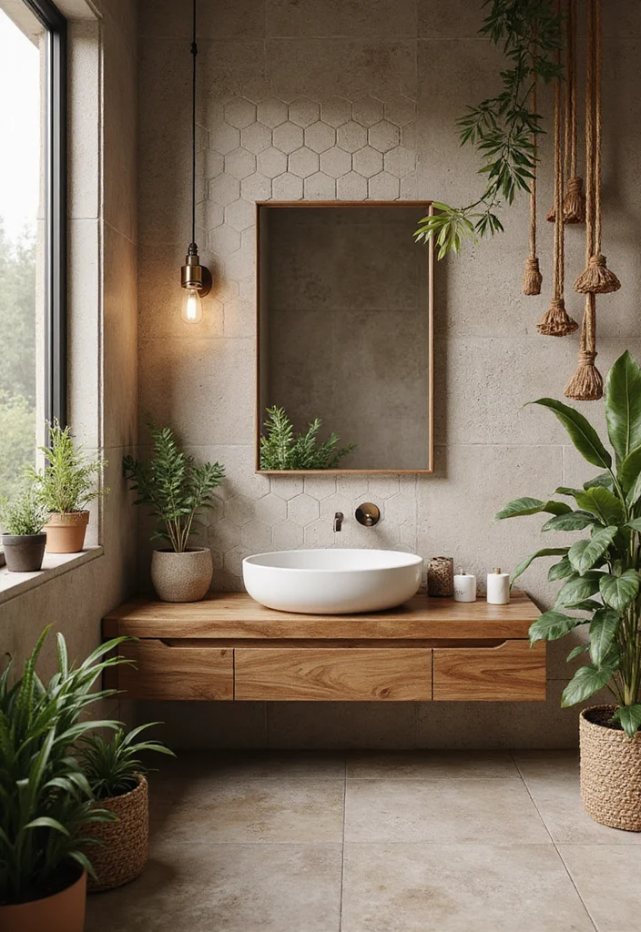 16 Hexagon Mosaic Tile Bathroom Inspirations - 3. Nature-Inspired Tones