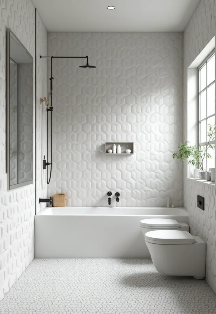 16 Hexagon Mosaic Tile Bathroom Inspirations - 4. Minimalist Magic