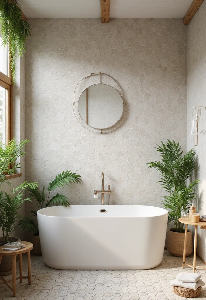 16 Hexagon Mosaic Tile Bathroom Inspirations - 8. Eco-Friendly Chic