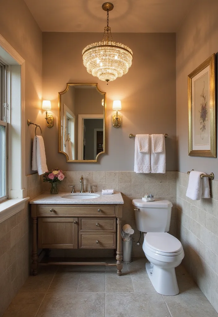 16 Luxury Small Bathroom Ideas Worth Saving - 10. Beautiful Lighting Fixtures
