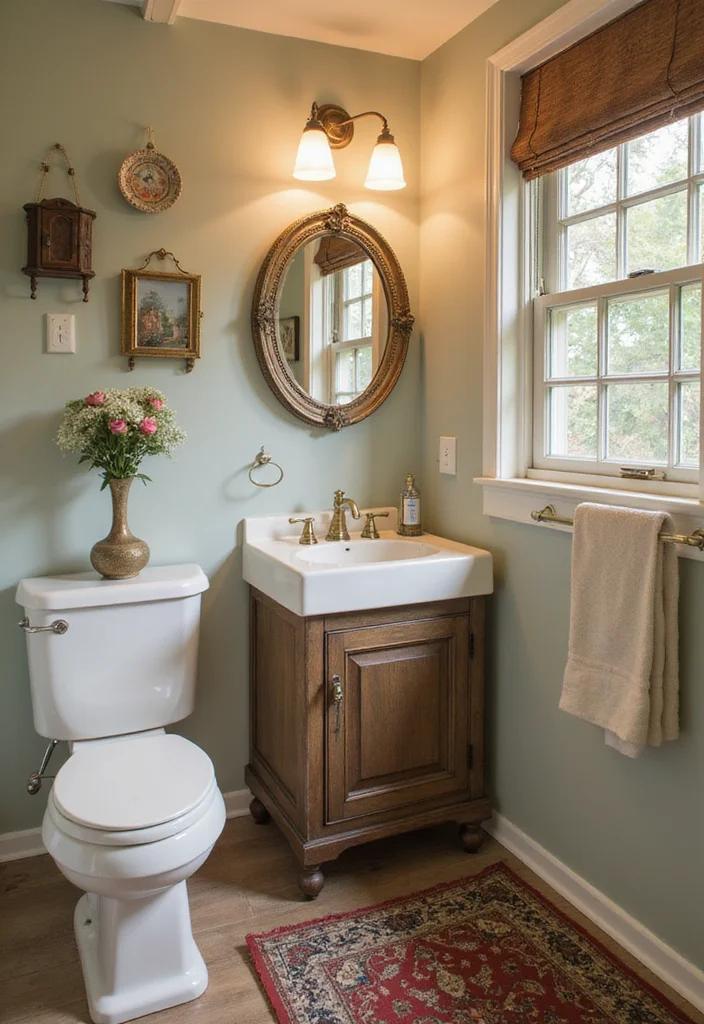 16 Luxury Small Bathroom Ideas Worth Saving - 5. Antique and Vintage Accents