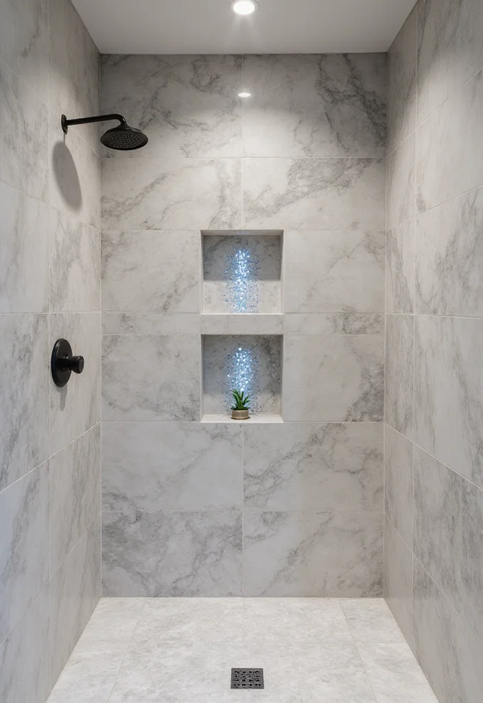 16 Marble Bathroom Tile Ideas for Luxury Looks - 11. Marble Tile Shower Niches