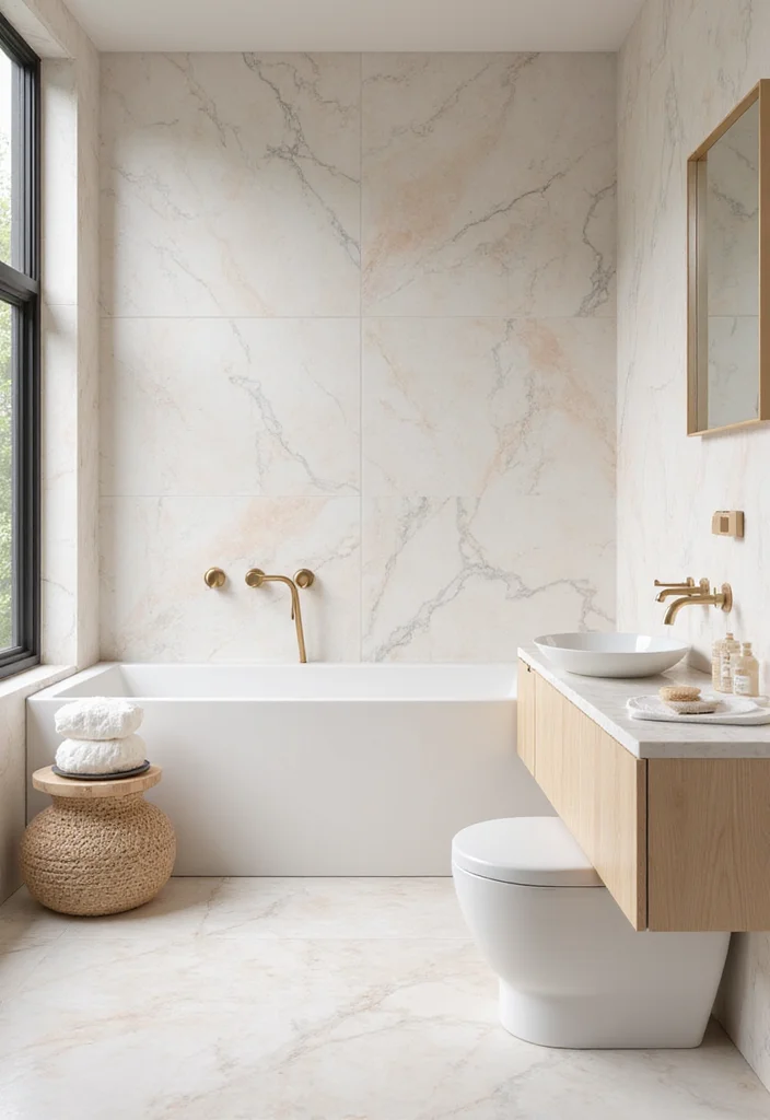 16 Marble Bathroom Tile Ideas for Luxury Looks - 12. Soft Pastel Marble Tiles