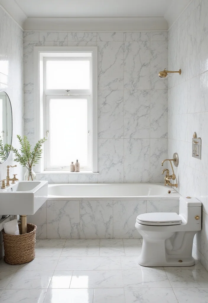 16 Marble Bathroom Tile Ideas for Luxury Looks - 6. Vintage-Inspired Carrara Marble