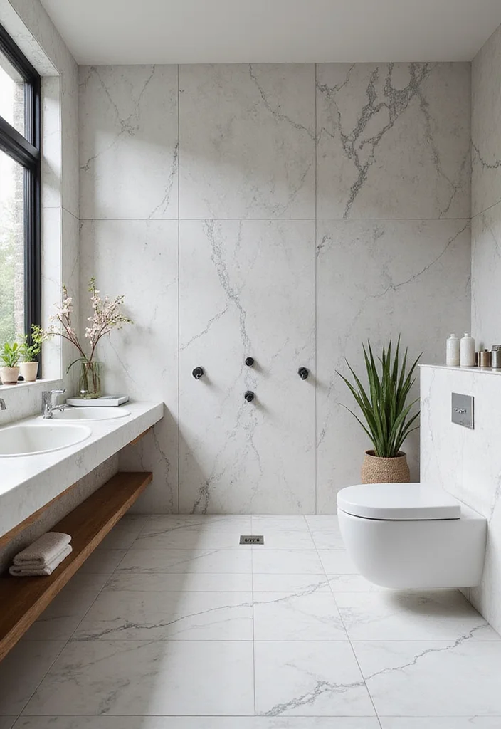 16 Marble Bathroom Tile Ideas for Luxury Looks - 9. Eco-Friendly Resurrection Marble