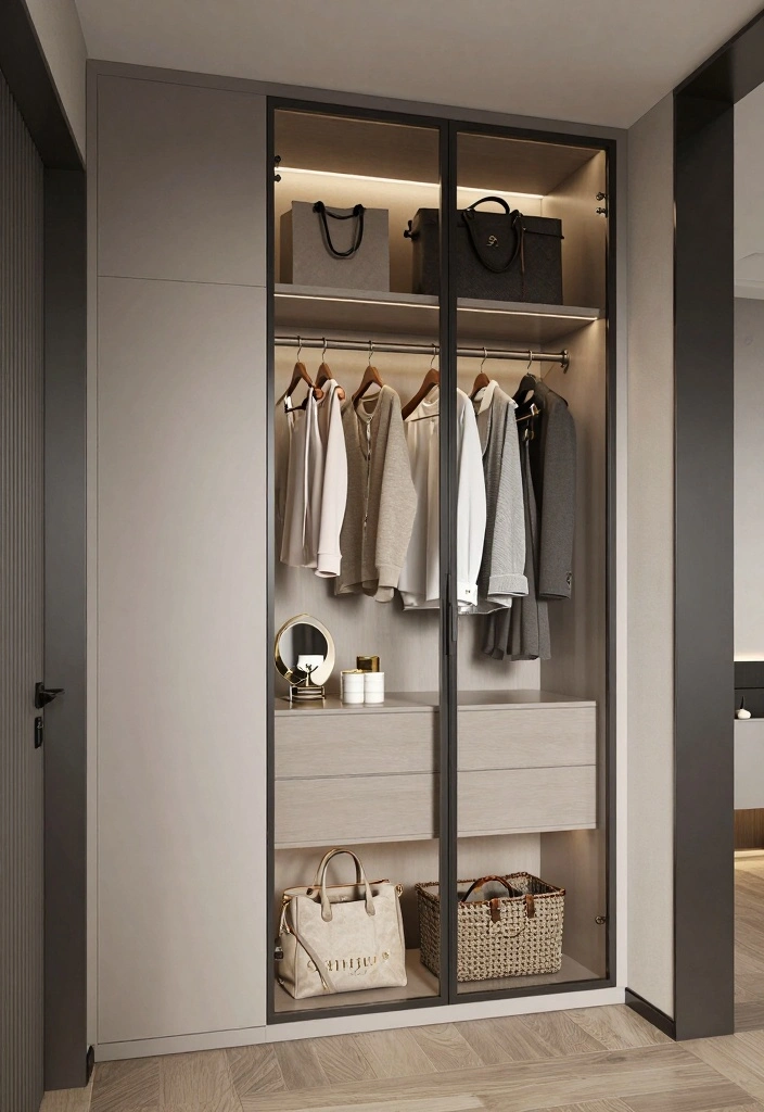 16 Single Door Closet Ideas For Small Bedrooms - 11. Chic Simplicity with Glass Doors