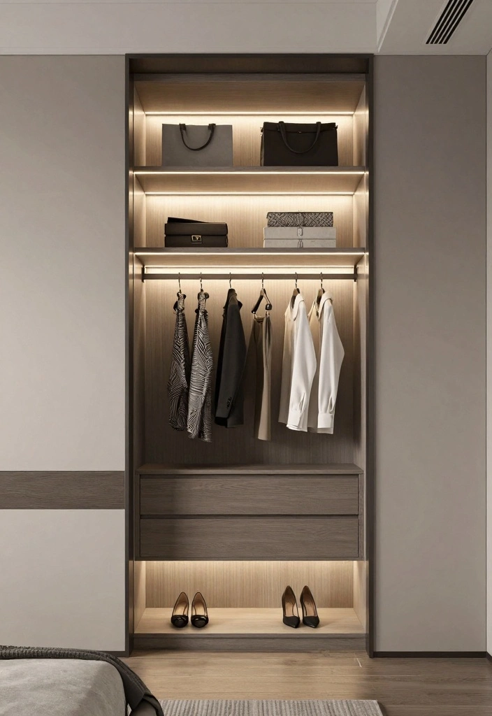 16 Single Door Closet Ideas For Small Bedrooms - 13. Layered Lighting