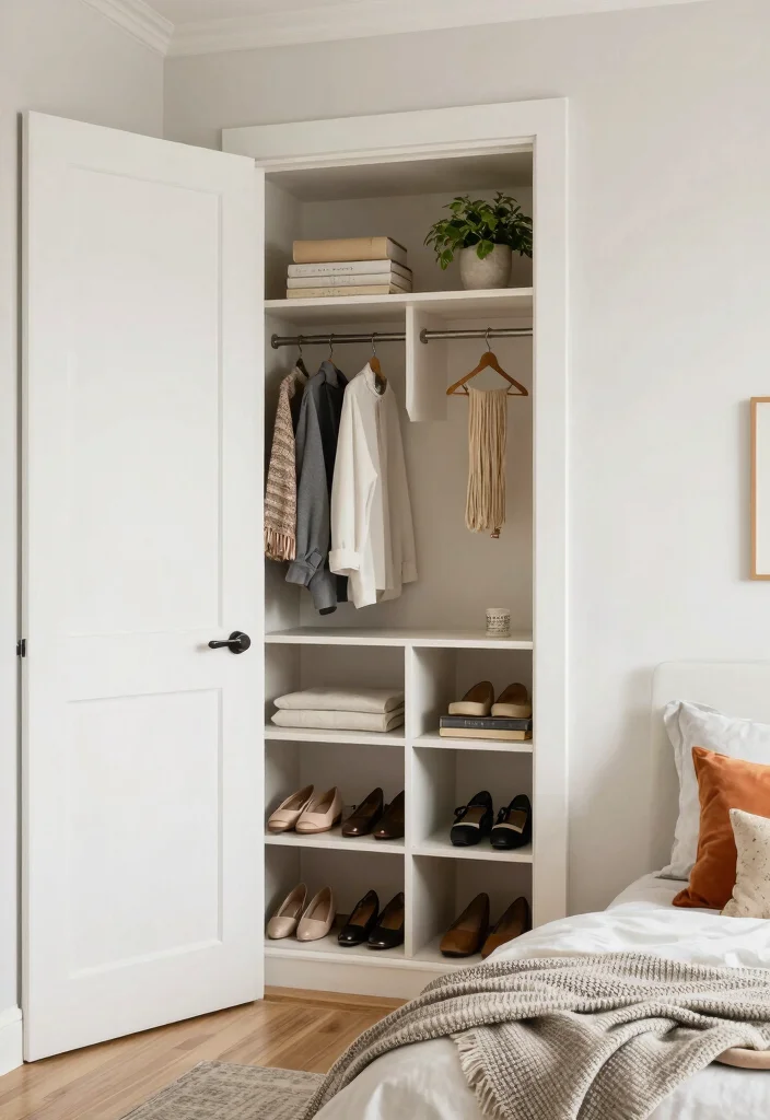16 Single Door Closet Ideas For Small Bedrooms - 5. Open Shelving Delight