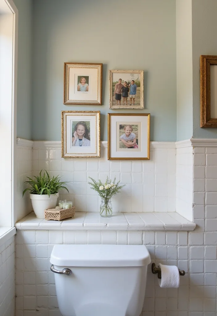 16 Small Bathroom Storage Ideas That Maximize Space - 15. Vintage Picture Frames for Decorative Displays