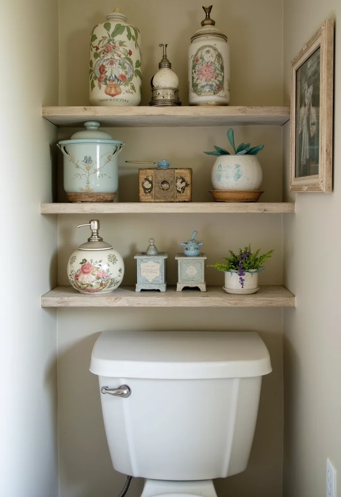 16 Small Bathroom Storage Ideas That Maximize Space - 16. Vintage Decor Accents