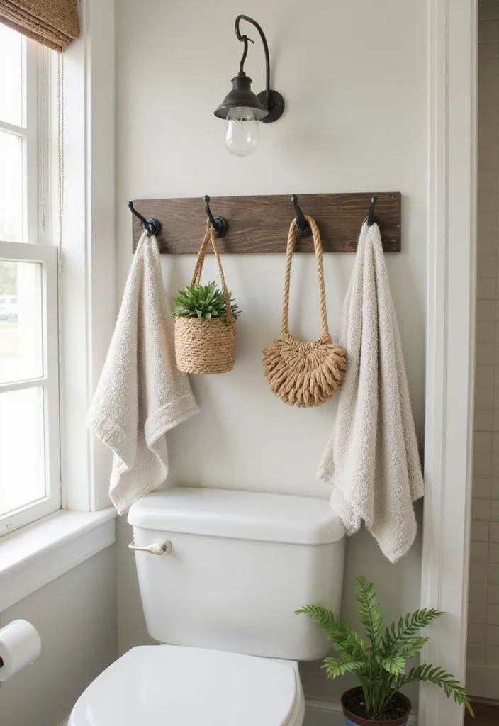 16 Small Bathroom Storage Ideas That Maximize Space - 7. Stylish Hooks for Accessories