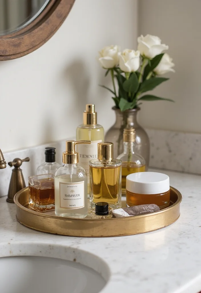 16 Small Bathroom Storage Ideas That Maximize Space - 9. Vintage Trays for Decorative Storage
