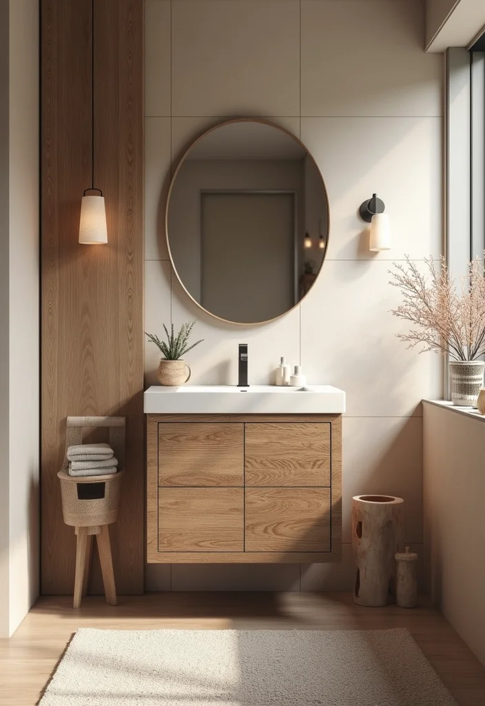 16 Small Bathroom Vanity Ideas That Maximize Space - 12. Textured Finishes for Added Interest