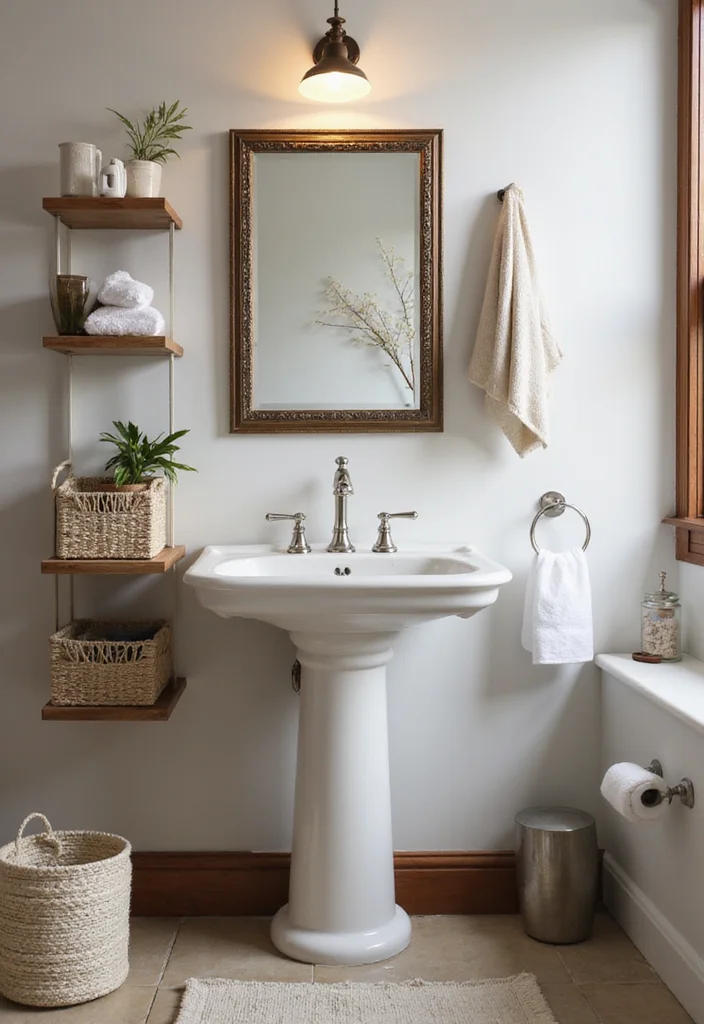16 Small Bathroom Vanity Ideas That Maximize Space - 14. Minimalist Pedestal Sinks as Space Savers