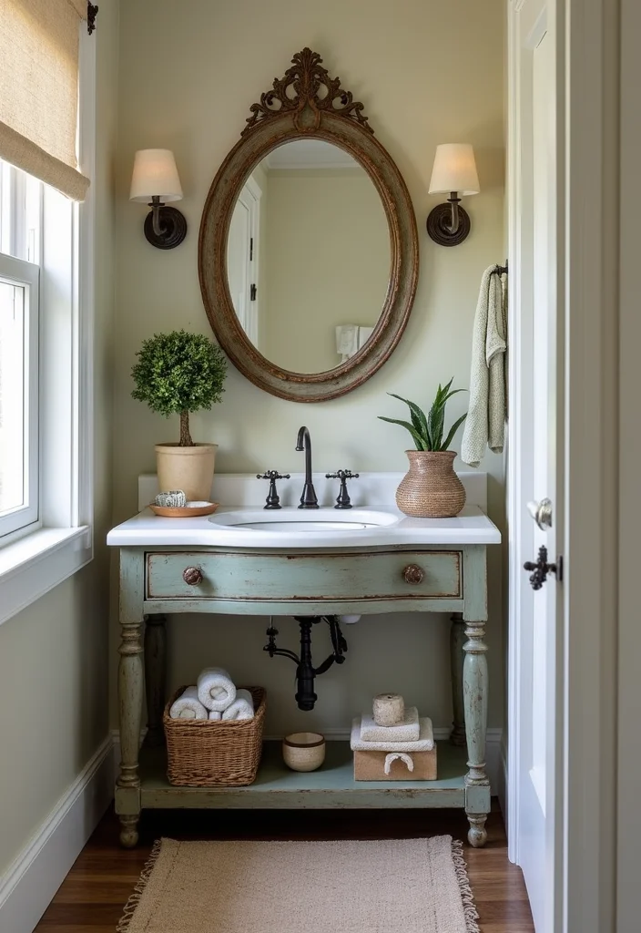 16 Small Bathroom Vanity Ideas That Maximize Space - 4. Vintage-Inspired Vanities with Charm