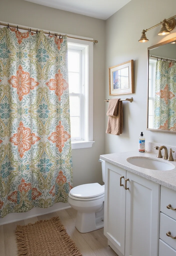 16 Small Modern Bathroom Ideas With Clean Style - 11. Stylish Shower Curtains