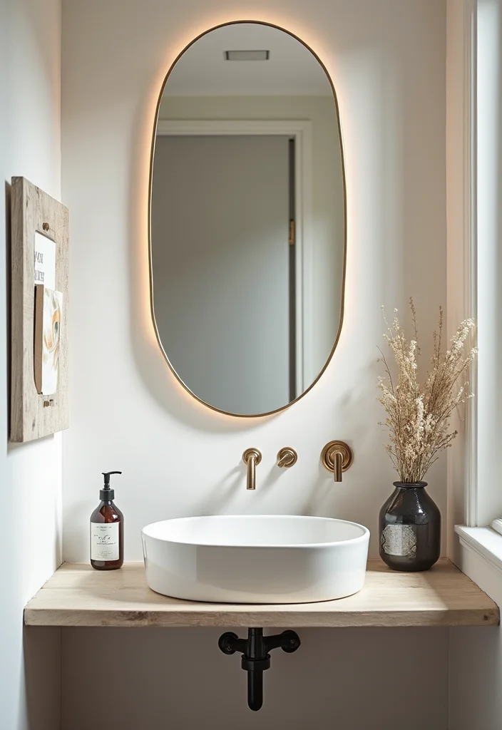 16 Small Modern Bathroom Ideas With Clean Style - 7. Statement Mirrors
