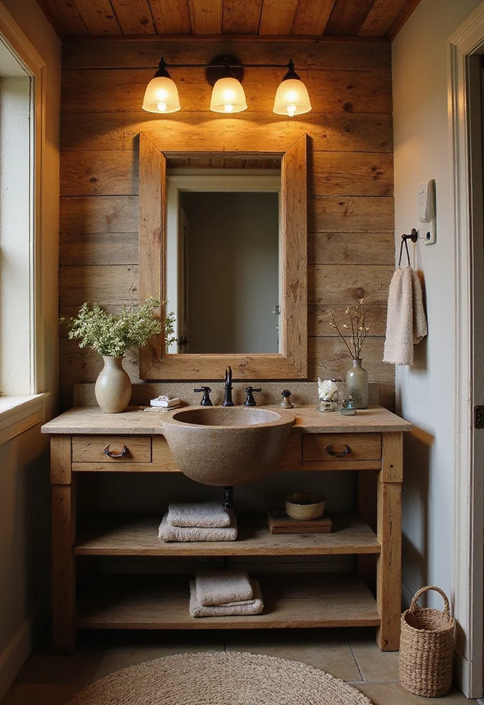 16 Stylish Sink Bathroom Ideas to Refresh Your Space - 1. Rustic Farmhouse Sink