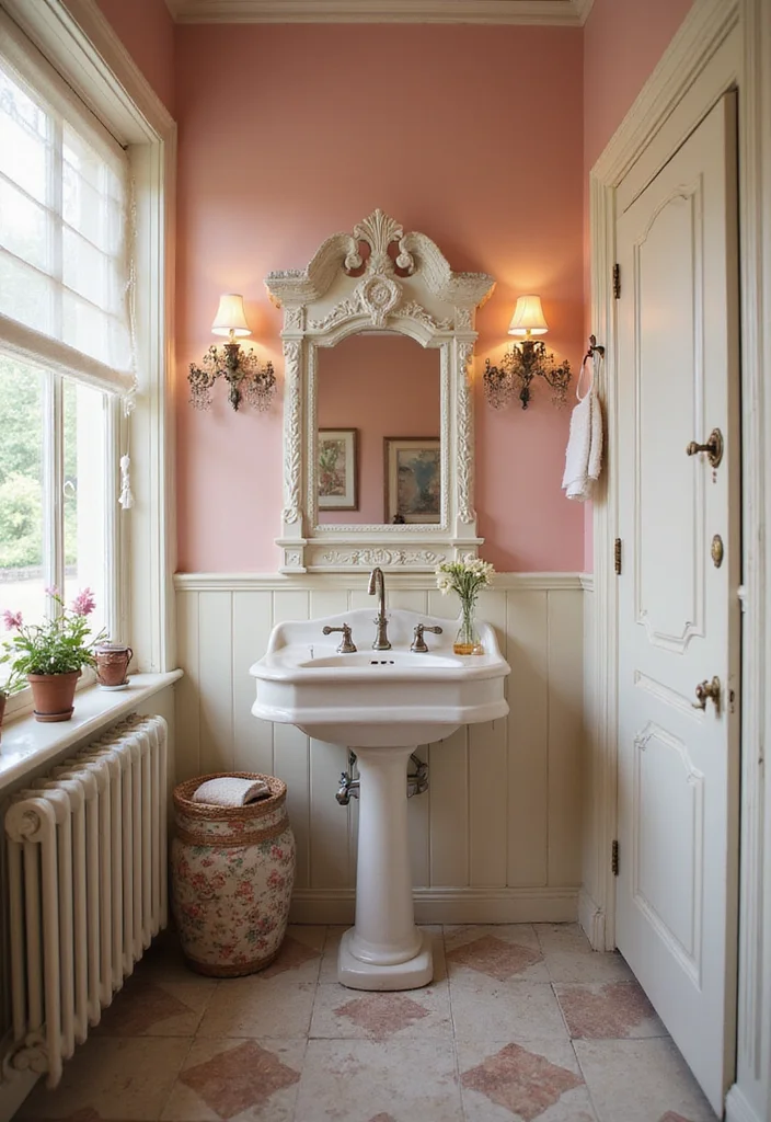 16 Stylish Sink Bathroom Ideas to Refresh Your Space - 11. Vintage Shabby Chic Sink