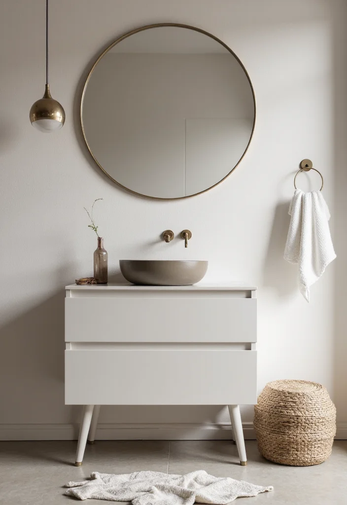 16 Stylish Sink Bathroom Ideas to Refresh Your Space - 13. Minimalist Vintage Sink