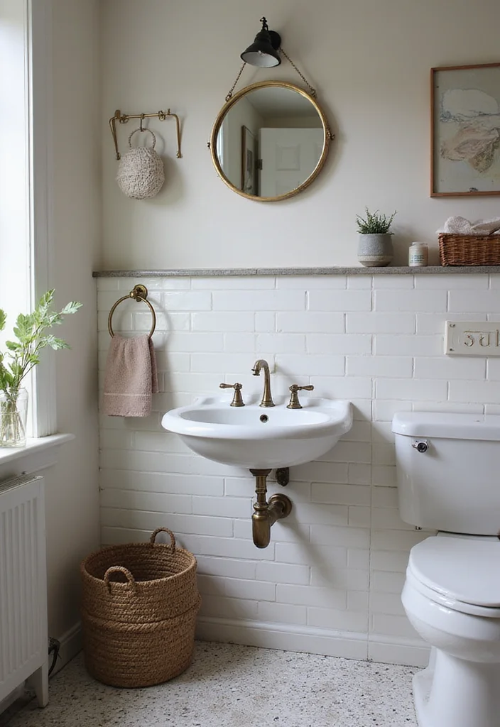 16 Stylish Sink Bathroom Ideas to Refresh Your Space - 14. Vintage Wall-Mounted Sink